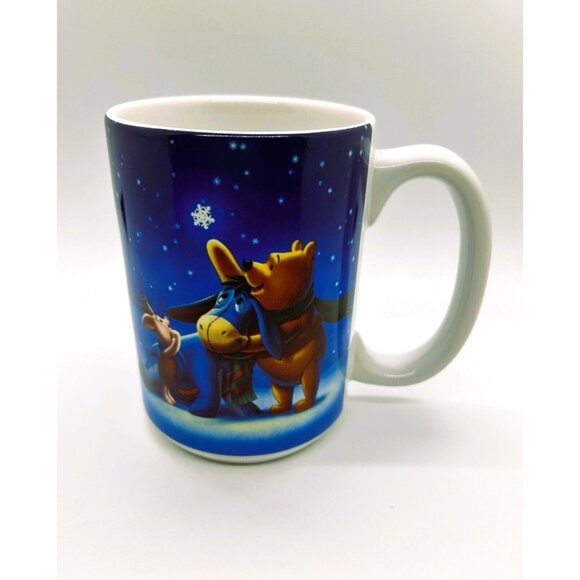 Disney Store Other - Disney Winnie The Pooh Eeyore Piglet Winter Snowflake Christmas Star Ceramic Mug